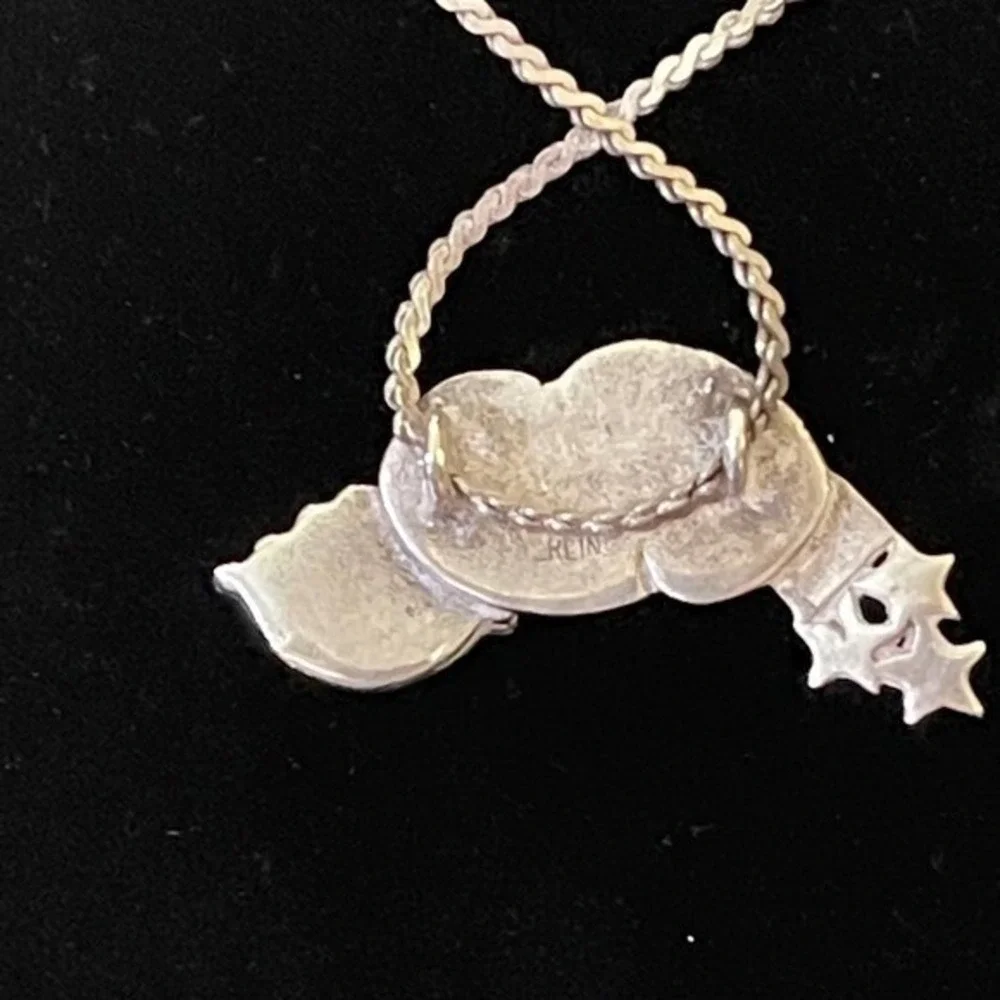 Sterling Silver Rainbow with Pot of Gold Pendant Silver‎ Chain Vintage